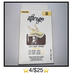 Afterspa 2 in 1 Exfoliating Oatmeal Soap + Bath Sponge New in Box